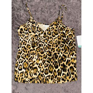 Leopard Print Sleeveless Cami Top By Abound - S - Polyester - Brown & Black